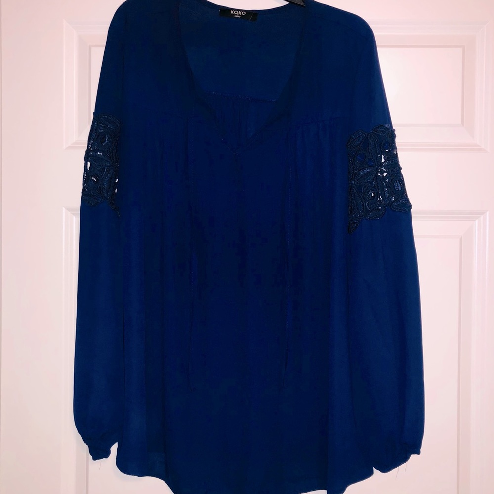 Gently worn KOKO long-sleeve tie neck blouse